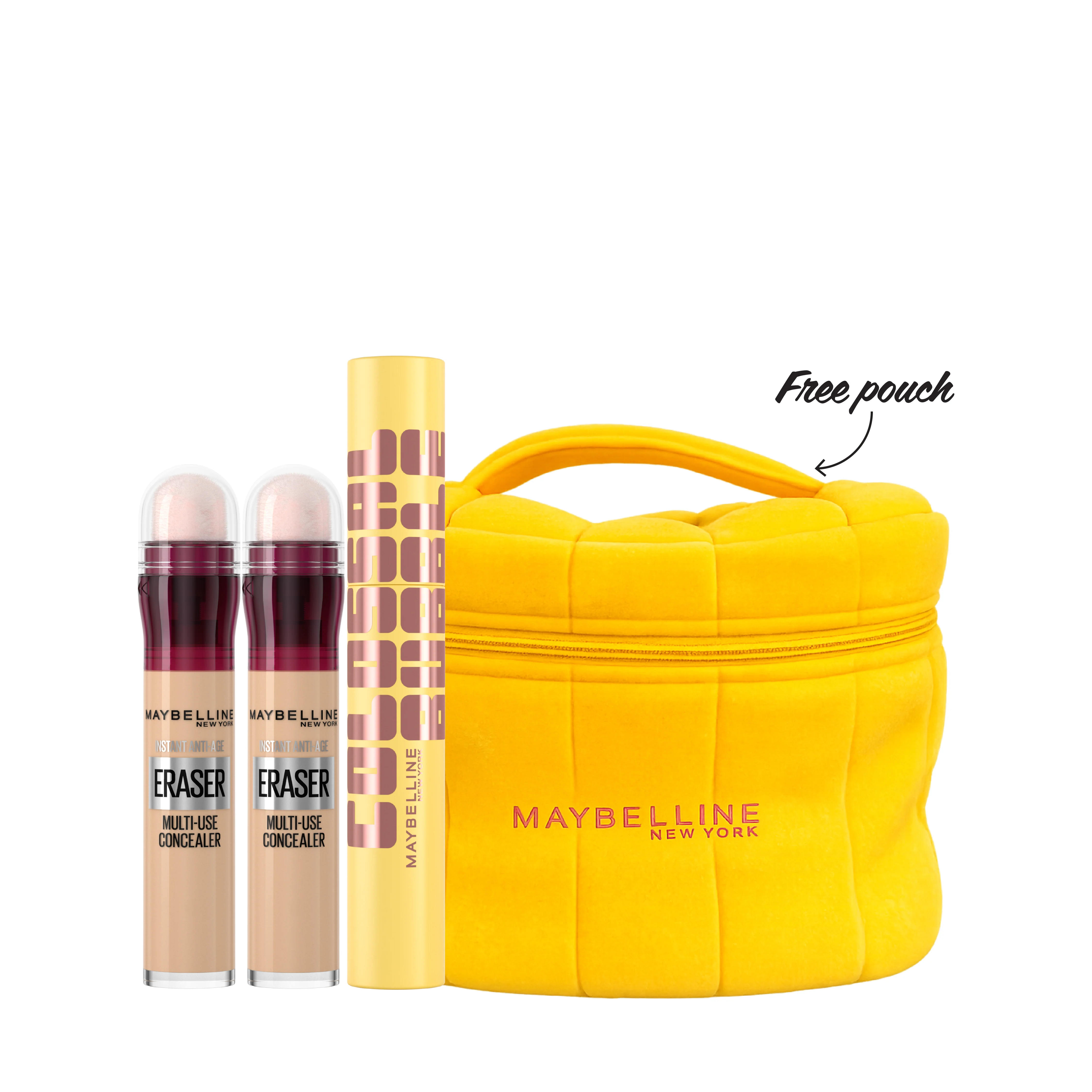 2*Instant Age Rewind Eraser + Colossal Bubble Mascara Buildable Sleek Volume and Long Lasting + Gift