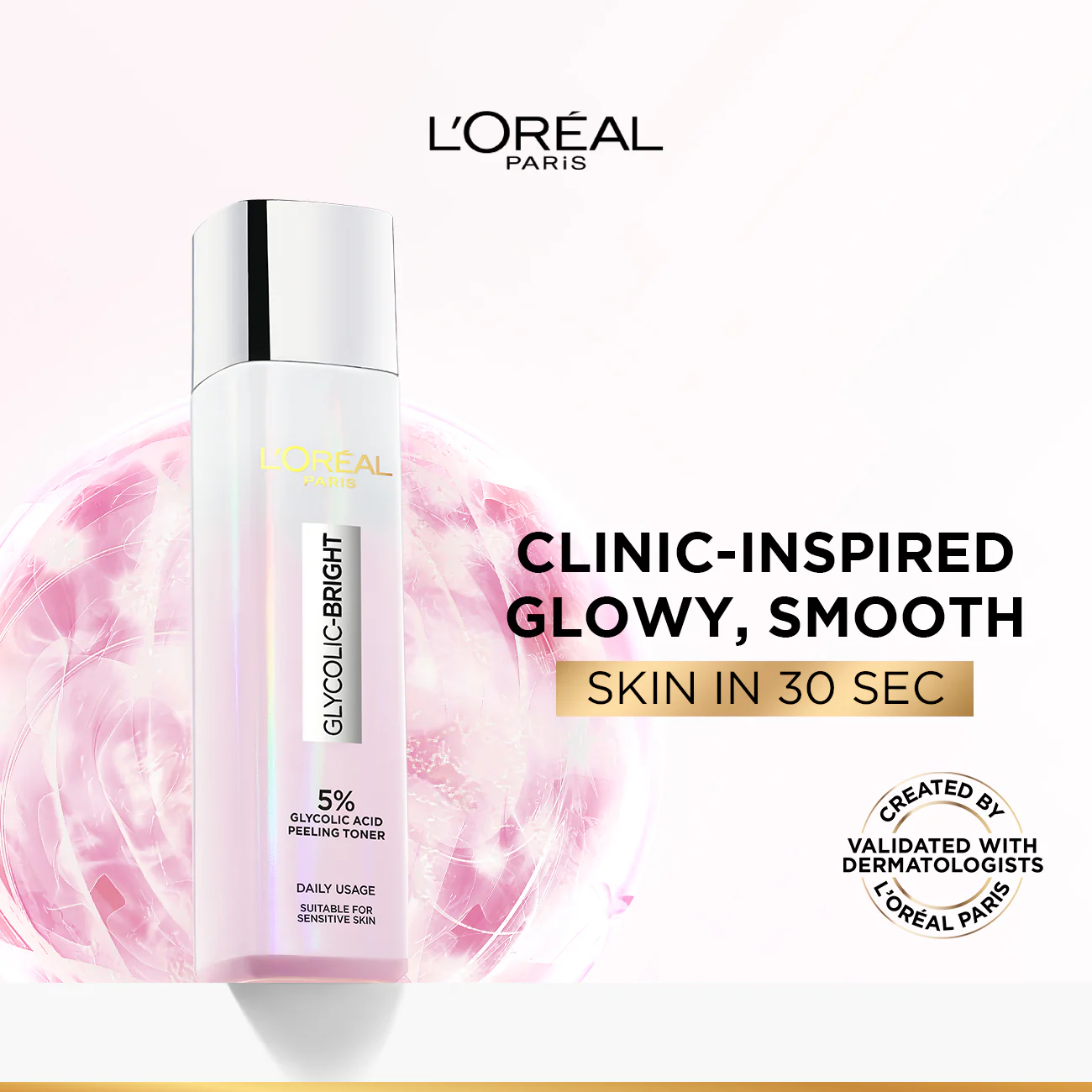 Glycolic-Bright Glowing Peeling Toner, with 5% Glycolic Acid, for Brightening, Dark Spots Reduction and Skin Tone Evening - Image 2