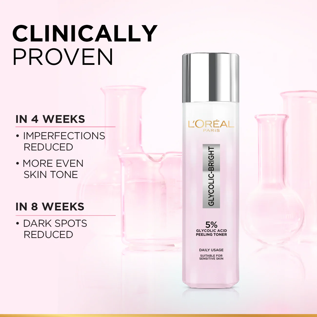 Glycolic-Bright Glowing Peeling Toner, with 5% Glycolic Acid, for Brightening, Dark Spots Reduction and Skin Tone Evening - Image 6