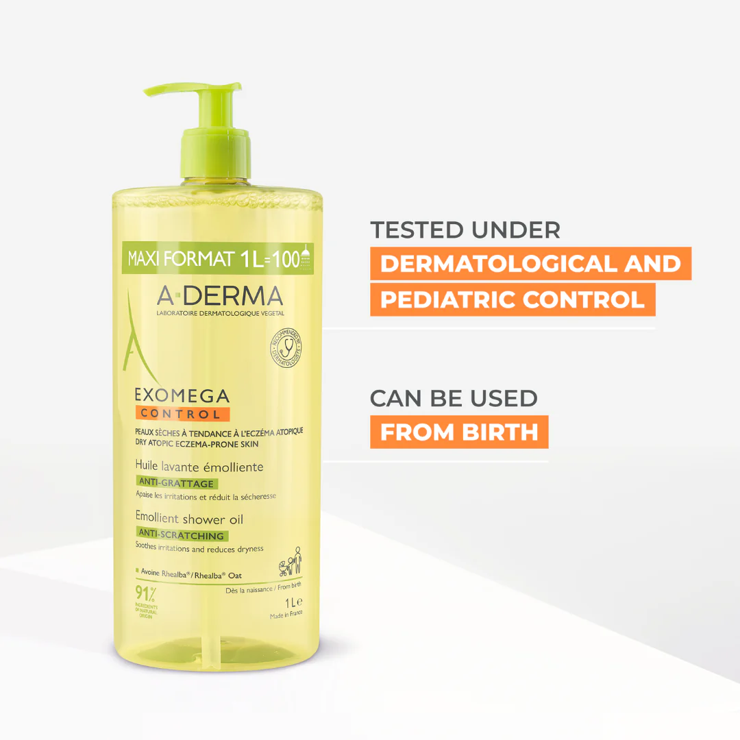 A-Derma Exomega Control Emollient anti-scratch soothing & cleansing oil for eczema-prone skin - Image 3