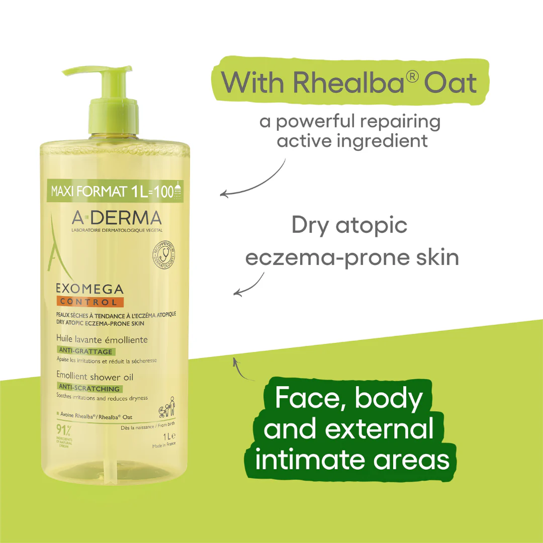 A-Derma Exomega Control Emollient anti-scratch soothing & cleansing oil for eczema-prone skin - Image 4