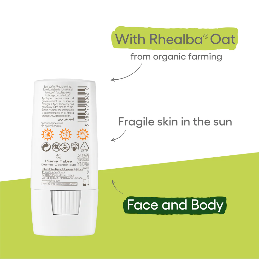 A-Derma Protect Invisible Sunscreen Stick SPF50+ I Body - face - lips - Image 3