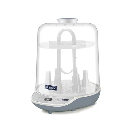 A digital sterilizer with a stainless-steel heating base which can disinfect up to six bottles at once within 11 mins.