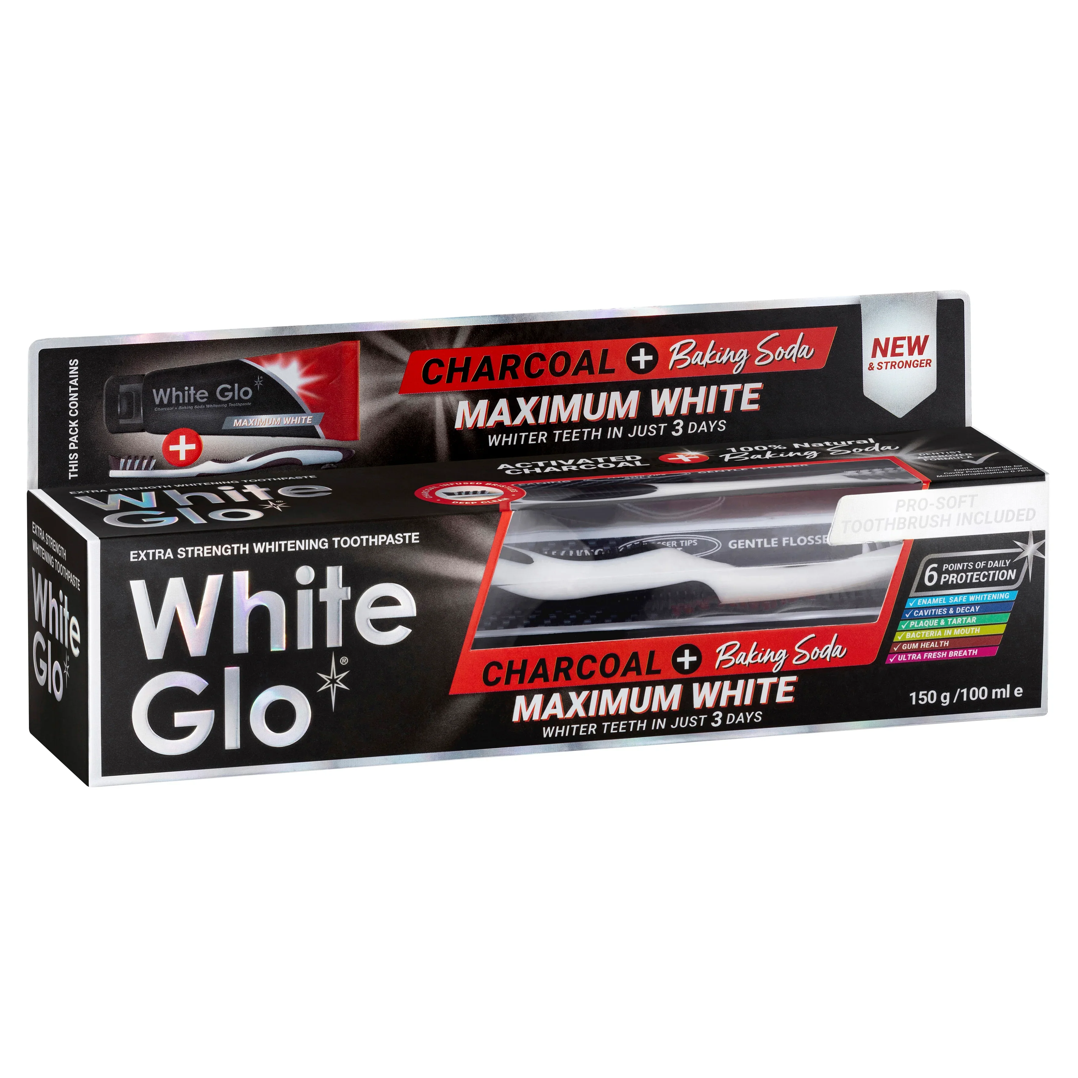 Activated Charcoal Teeth Whitening Toothpaste, 150g