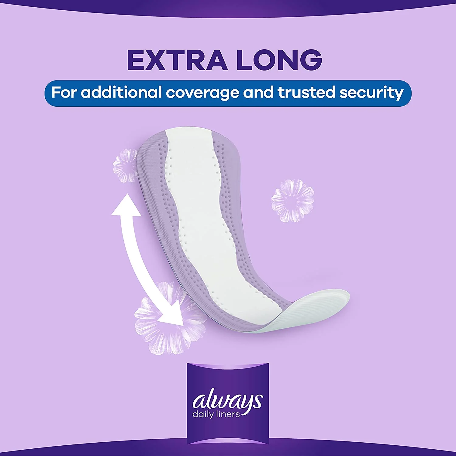 Always Daily Liners Extra Protect Pantyliners, Large, 48 Pieces - Image 2