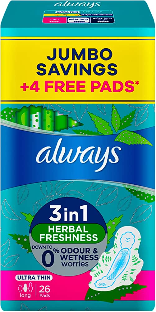 Always Herbal Freshness Ultra Thin Long Sanitary Pads 26 Count - Image 2