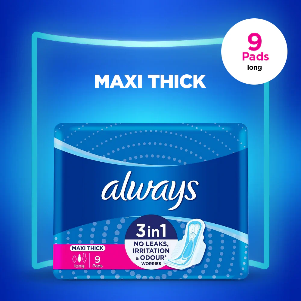 Always Maxi Thick Long 3-in-1, 9 Pads - Image 2