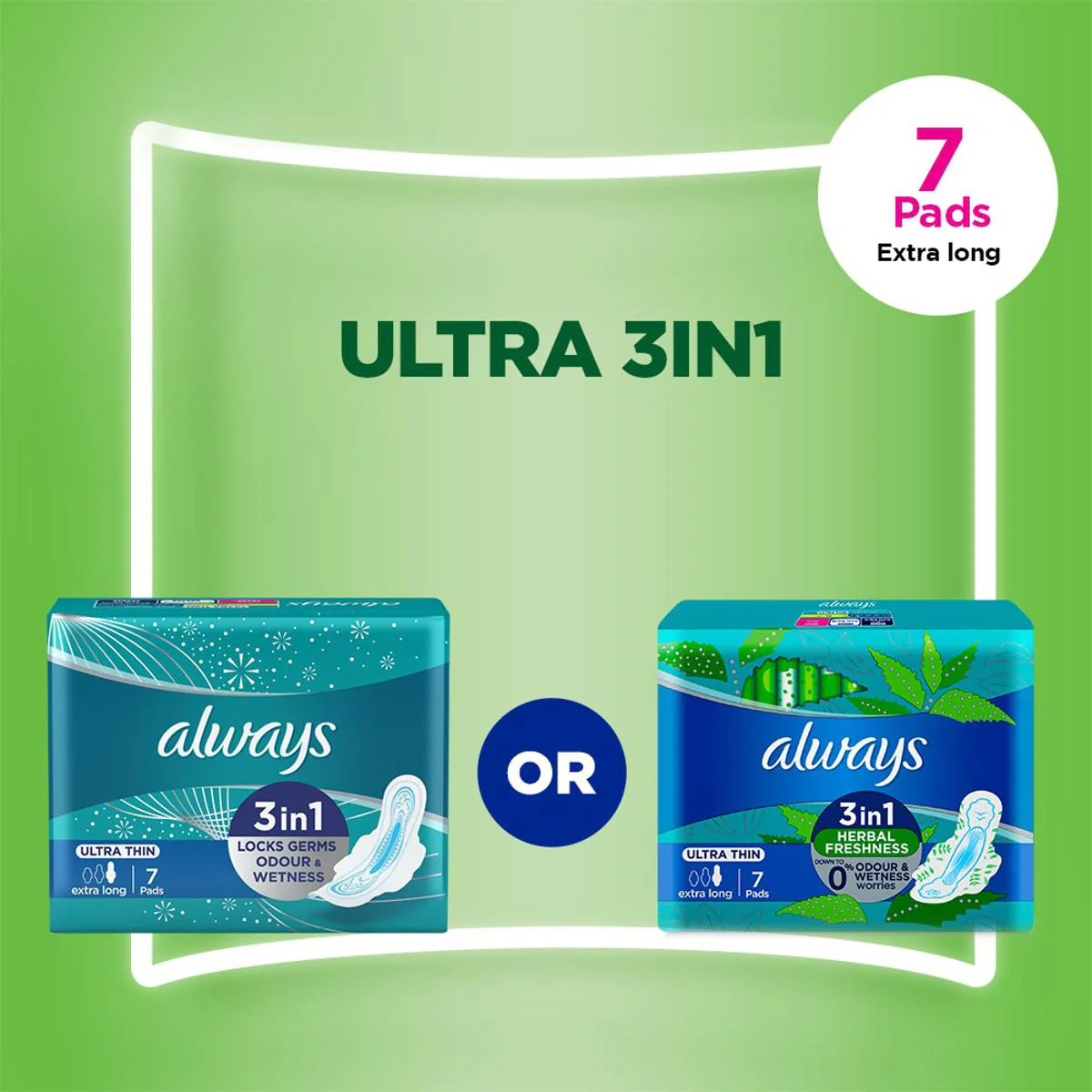 Always Ultra Sanitary Pads Extra Long Single Pack 7 Pads - Image 2