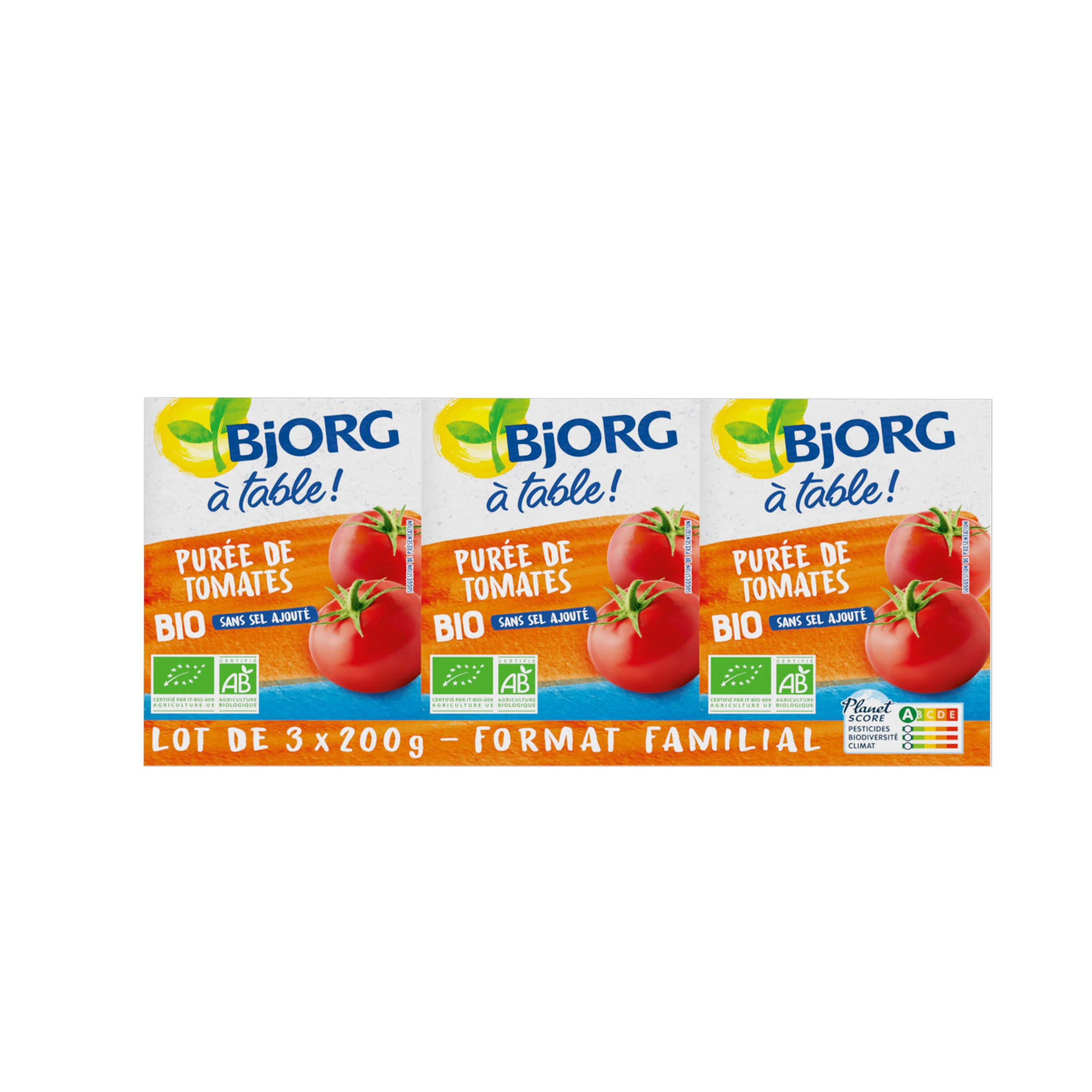 BJORG PUREE DE TOMATES PACK X3