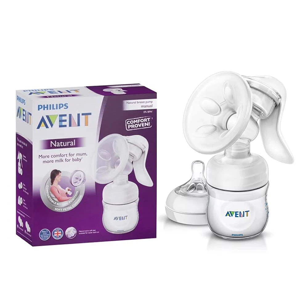 BPA Free Comfort Manual Breast Pump, soft petal shape massage cushions for easy expression