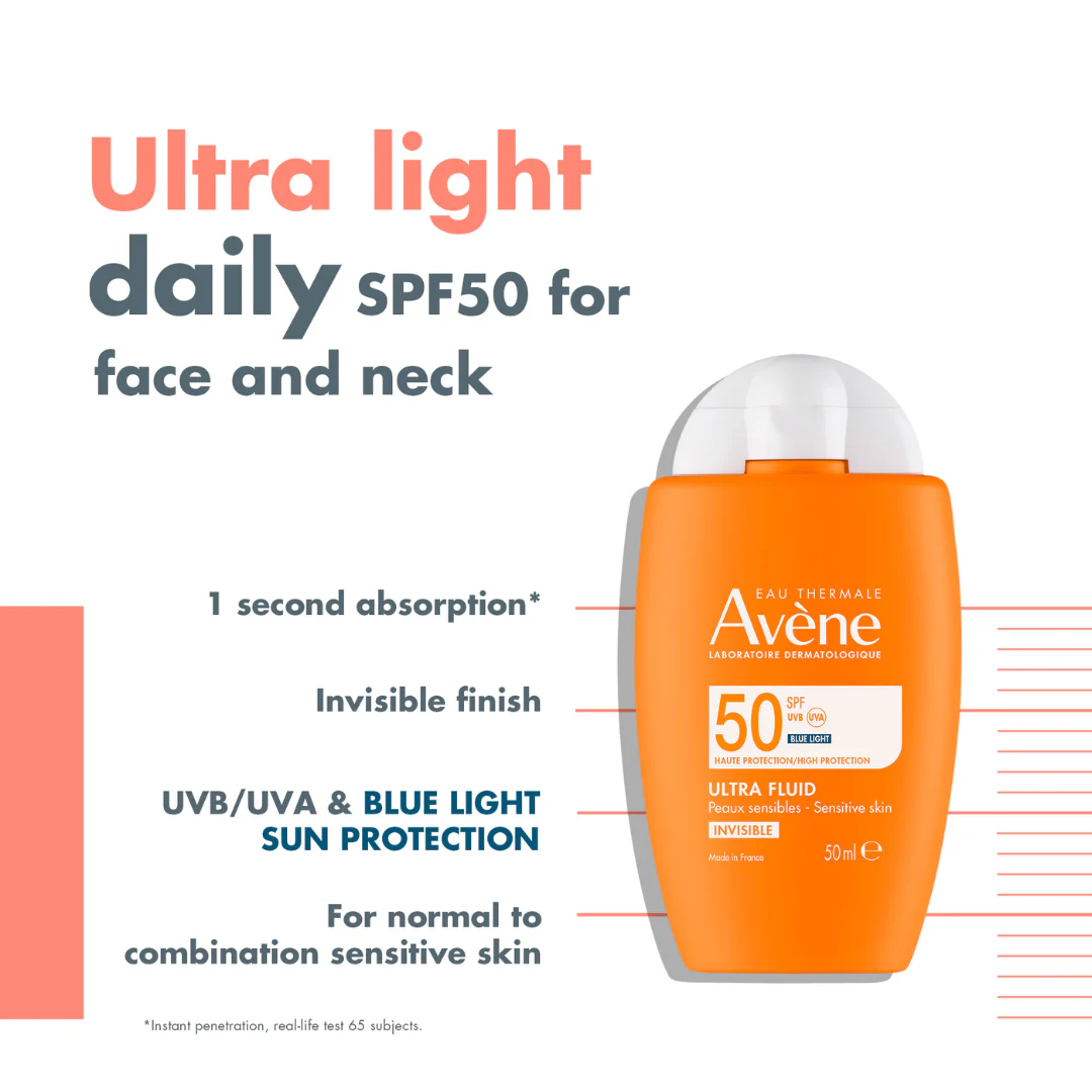 Buy 1 Get 1 Avène Ultra Fluid Invisible SPF50+ Sunscreen 50ml - Ultra Light texture - Image 2