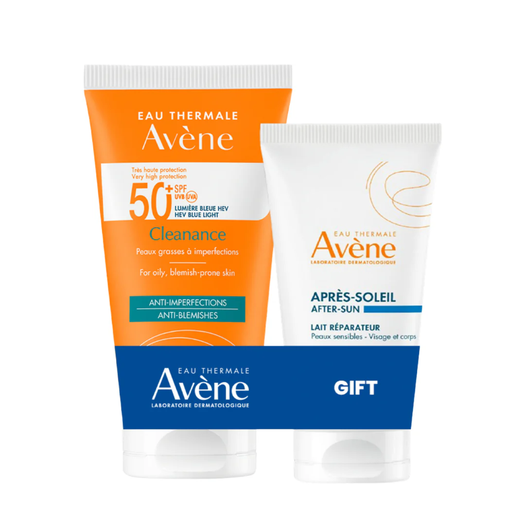 Buy Avène Cleanance Sunscreen SPF 50+ Get Avène After Sun Repair Lotion travel size 50ml | Light Weight & Invisible Oily Skin Sunscreen and After Sun Lotion
