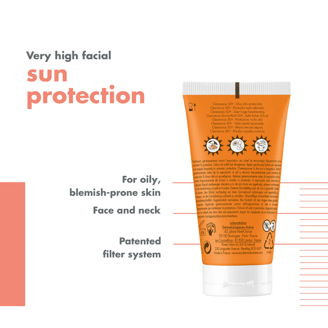 Buy Avène Cleanance Sunscreen SPF 50+ Get Avène After Sun Repair Lotion travel size 50ml | Light Weight & Invisible Oily Skin Sunscreen and After Sun Lotion - Image 3