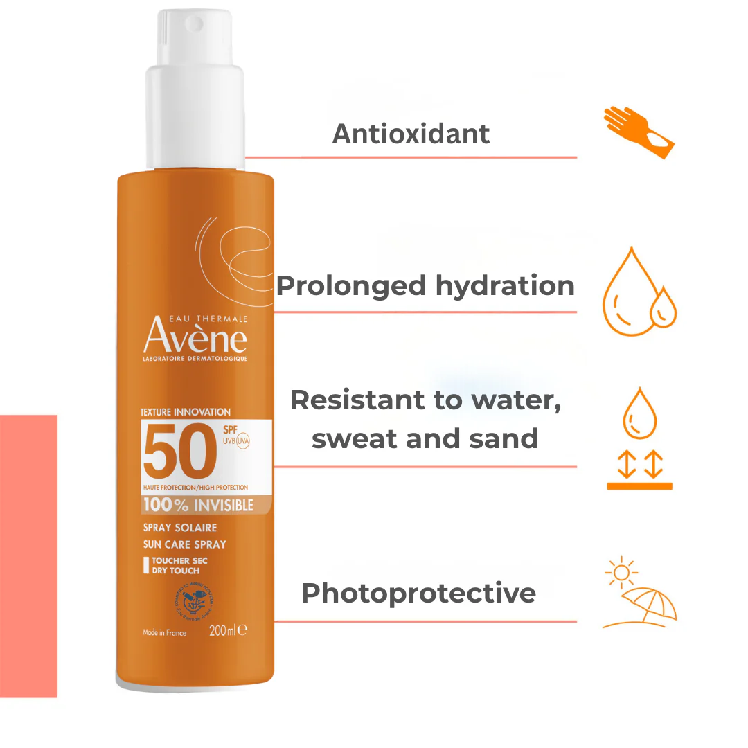 Buy Avène Sunscreen spray SPF50+ 200ml Get Avène Thermal Spring Water Spray 50ml | Light Weight & Invisible High Protection & Hydration - Image 2