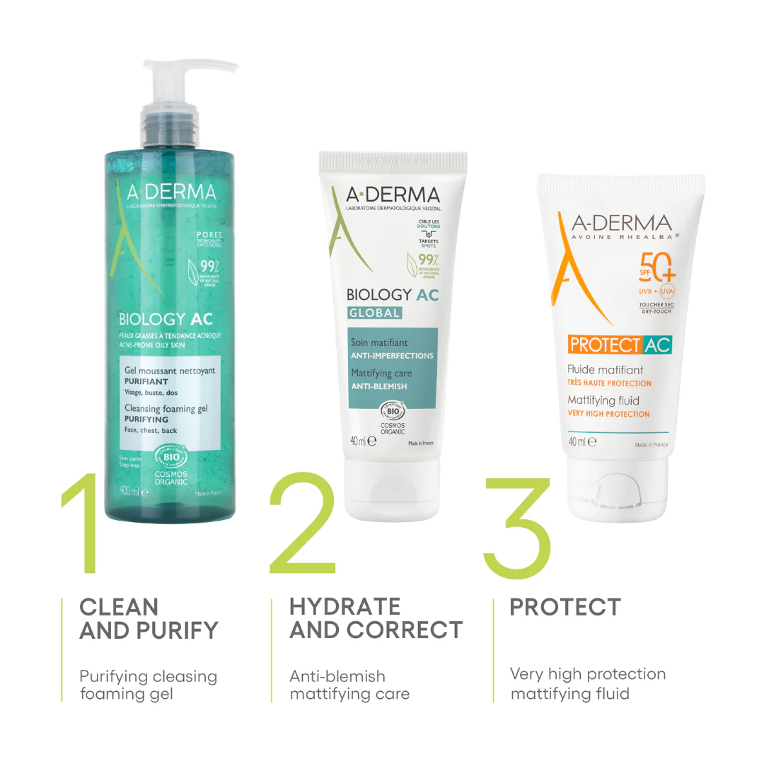 Buy one A-Derma Biology AC Mattifying anti-blemish global treatment and get a FREE 200ml Biology AC Purifying foaming gel - Image 5