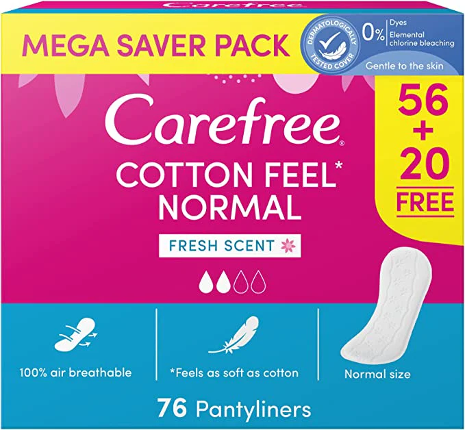 Carefree Daily Liners Cotton Fresh Megapack 76 Liners - Image 3