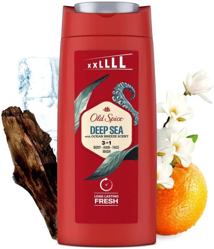Deep Sea Shower Gel & Shampoo For Men 675 ml, 3-in-1 Body-Hair-Face