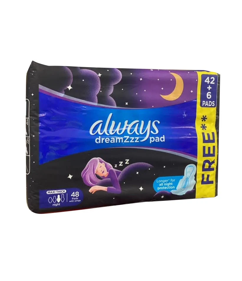 Dreamzz Maxi Thick Night long sanitary Pads with Wings 48 Pads
