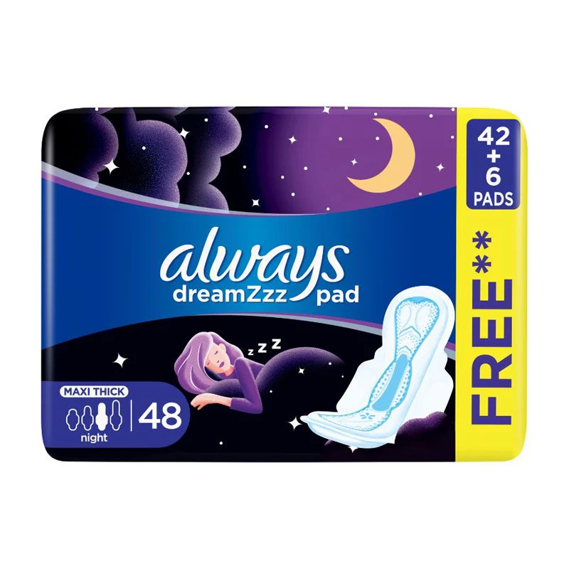 Dreamzz Maxi Thick Night long sanitary Pads with Wings 48 Pads - Image 2