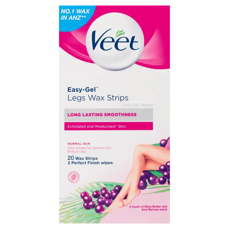 Easy EasyGrip 20 Ready to Use Wax Strips + 4 Perfect Finish Wipes (Shea Butter Berry)