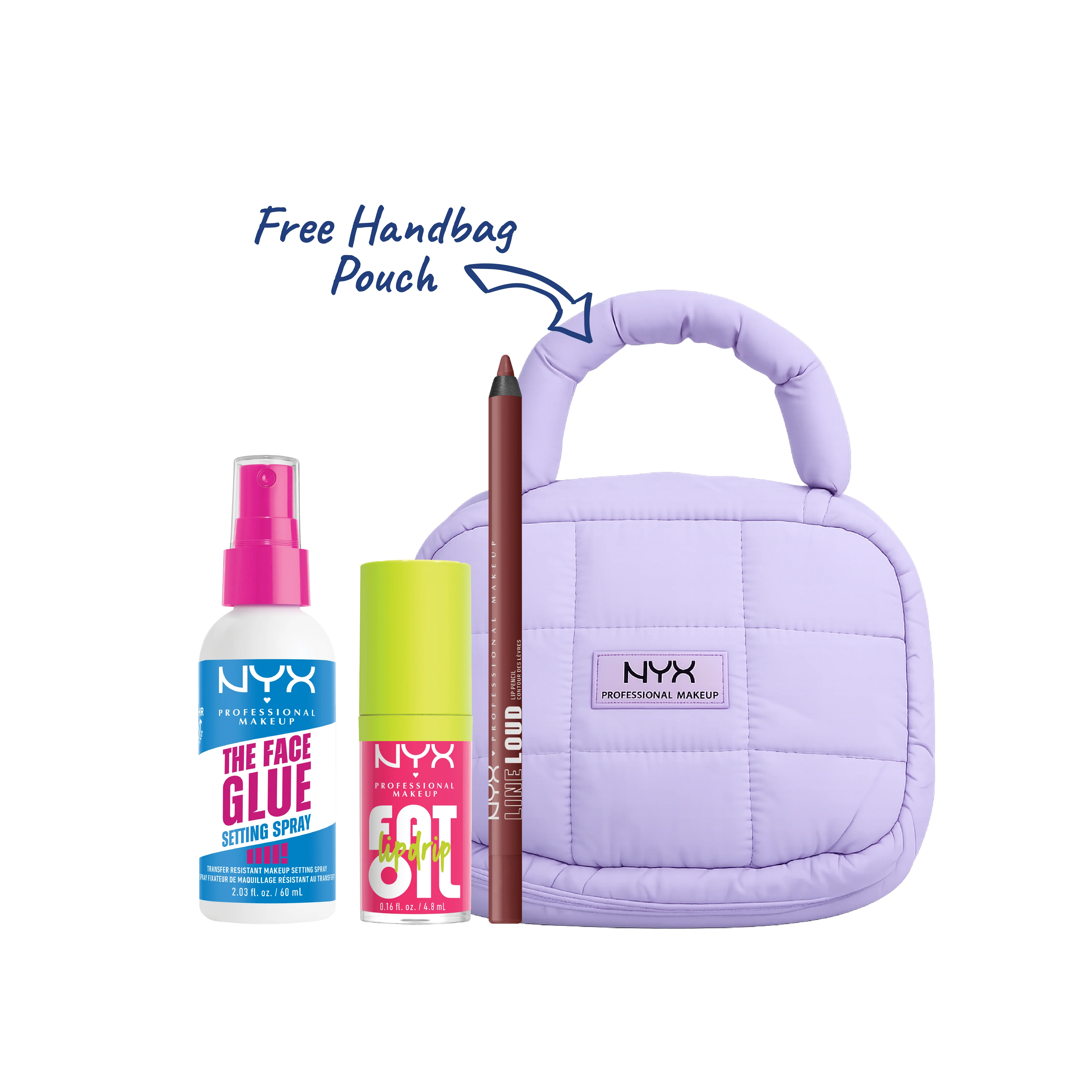 Fat Oil Lip Drip, Moisturizing + Line Loud Lip Liner Pencil + The Face Glue Setting Spray + Gift
