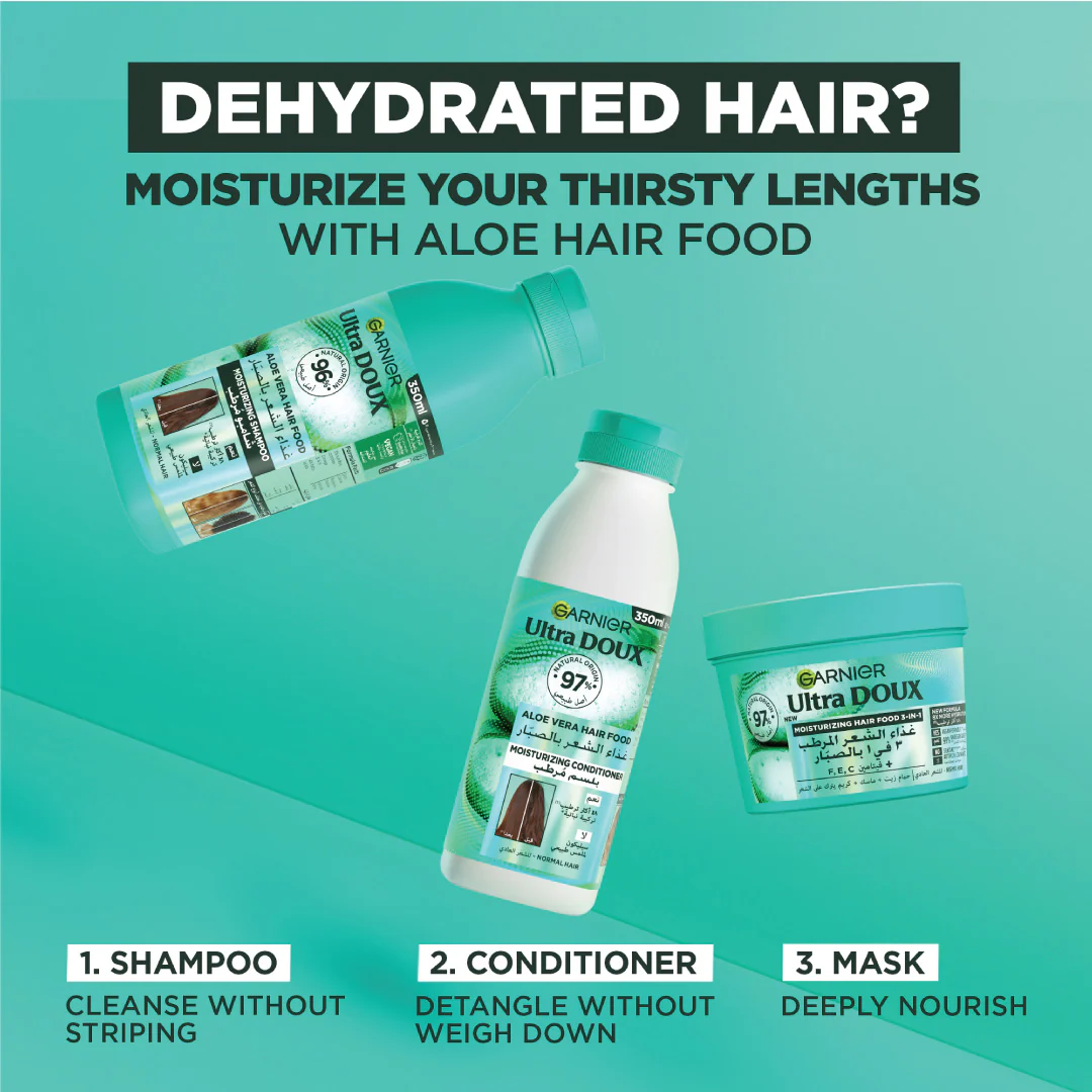 Garnier Ultra Doux Aloe Vera Vegan Hair Food 3in1 Mask for dehydrated hair, Boosted with Vitamins C, E & FÂ - Image 8
