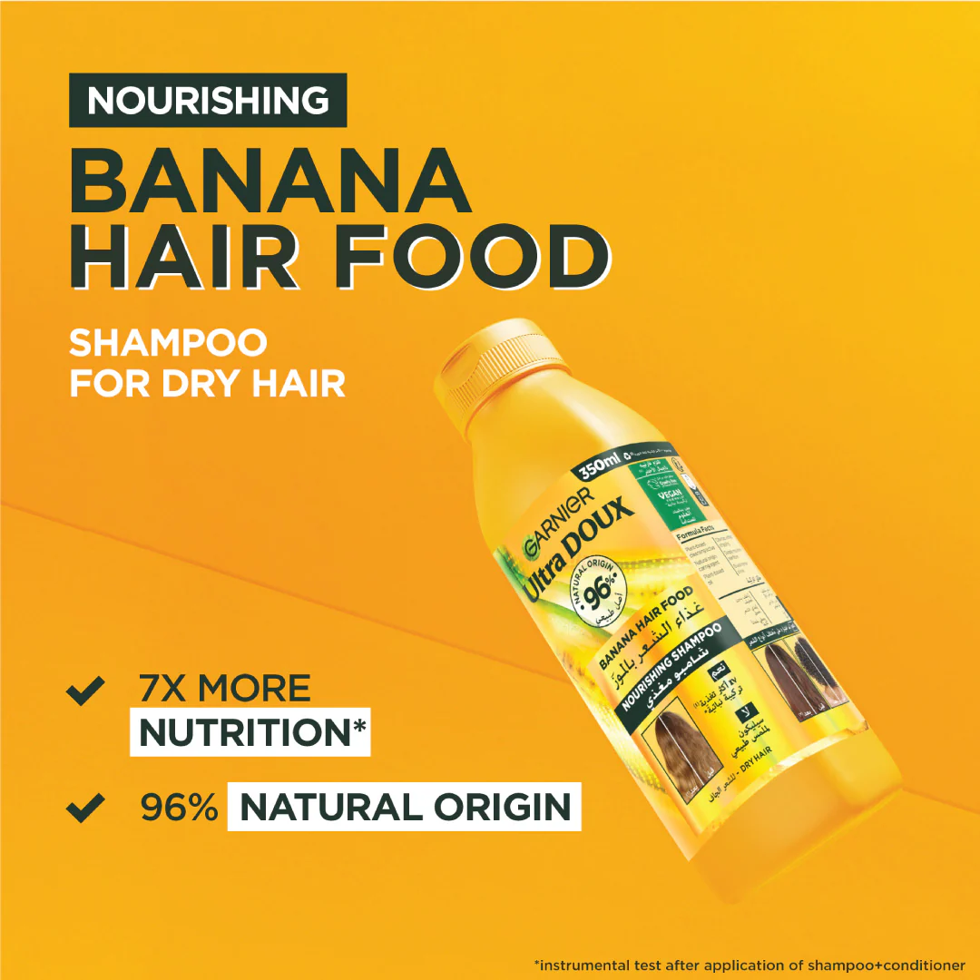 Ultra Doux Vegan Hair Food Banana and Shea Butter Nourishing Shampoo for Dry Hair - Image 3