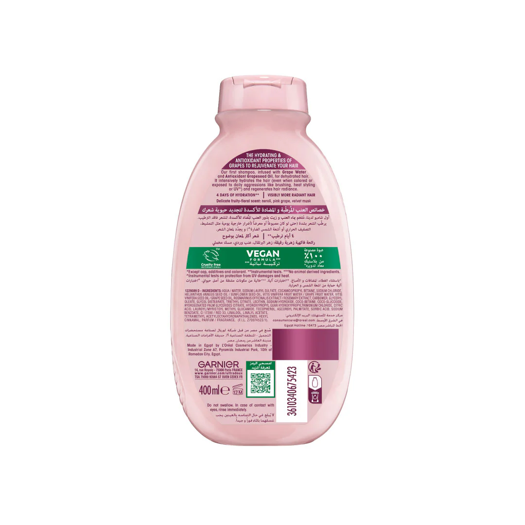 Garnier Ultra Doux Grape Moisture - Hydrating Regenerative Shampoo for Dehydrated Hair. Hydrating Grape Water + Antioxidant Grapeseed Oil - Paraben-Free, Vegan, Cruelty-Free - Image 10