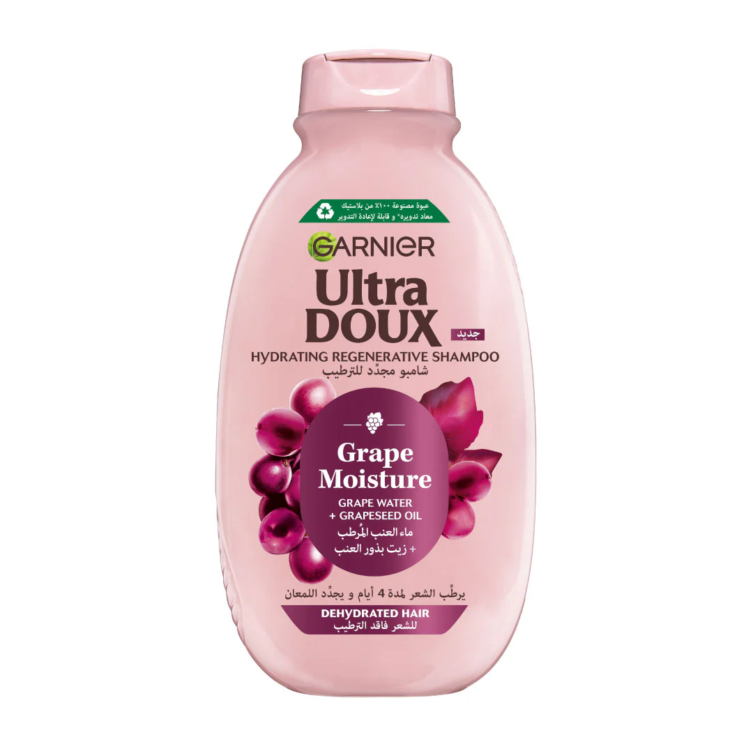 Garnier Ultra Doux Grape Moisture - Hydrating Regenerative Shampoo for Dehydrated Hair. Hydrating Grape Water + Antioxidant Grapeseed Oil - Paraben-Free, Vegan, Cruelty-Free - Image 2