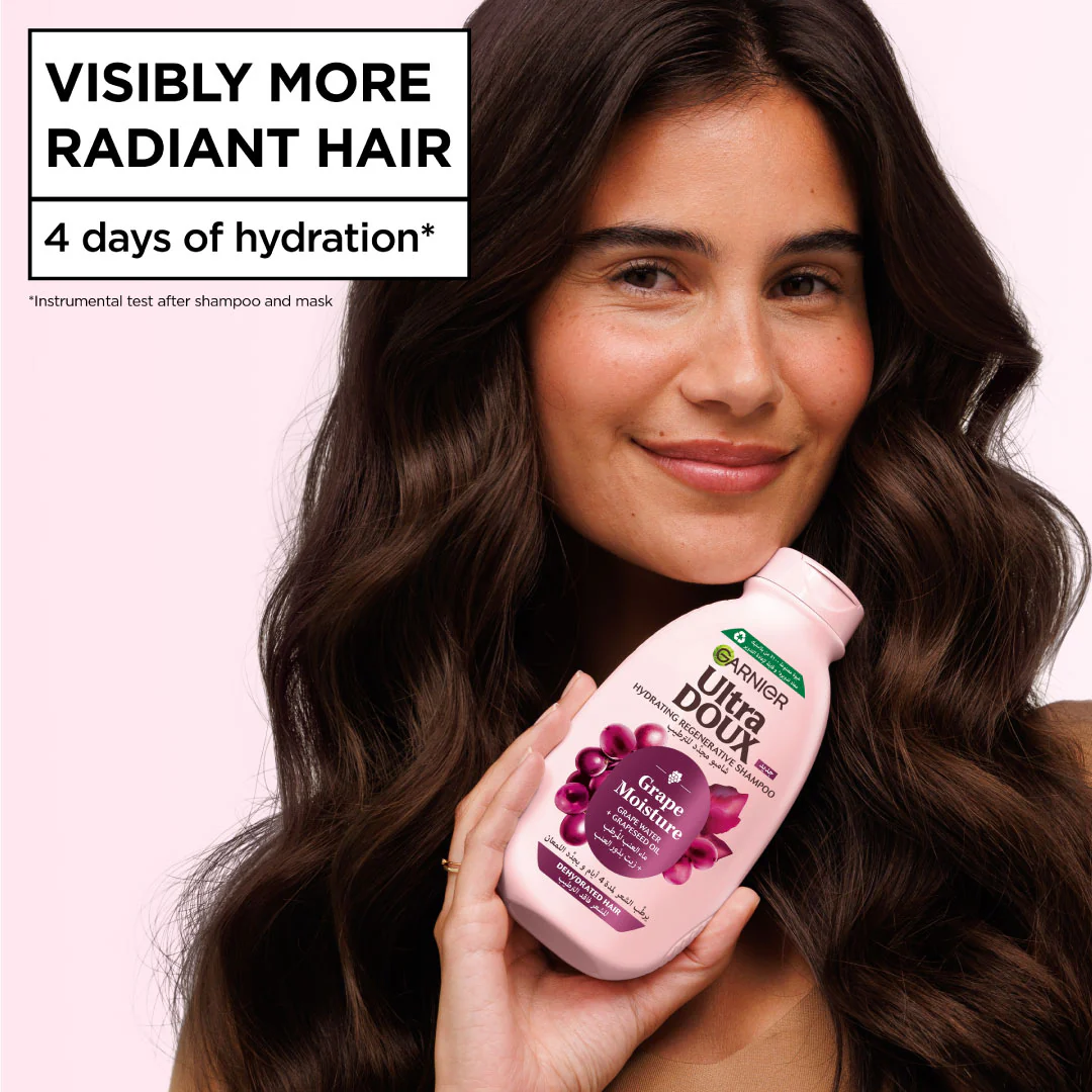 Garnier Ultra Doux Grape Moisture - Hydrating Regenerative Shampoo for Dehydrated Hair. Hydrating Grape Water + Antioxidant Grapeseed Oil - Paraben-Free, Vegan, Cruelty-Free - Image 7