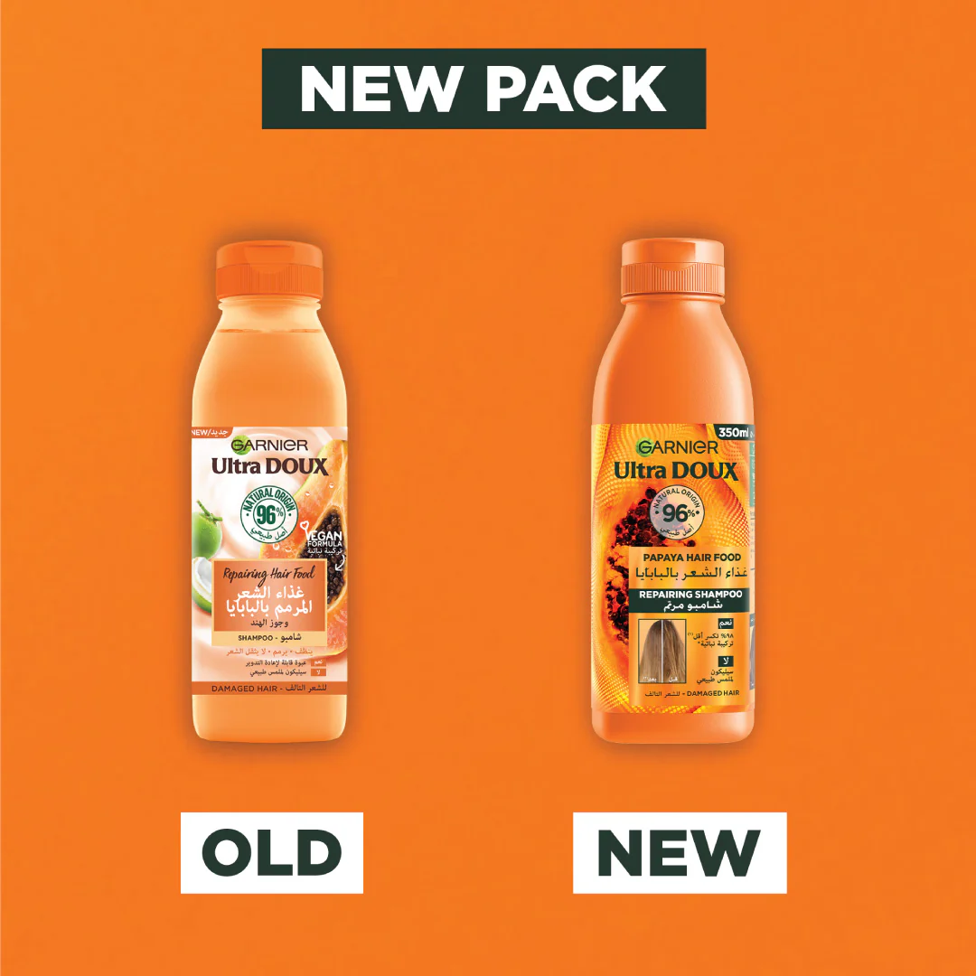 Garnier Ultra Doux Papaya Vegan Hair Food Shampoo for damaged hair - Image 2