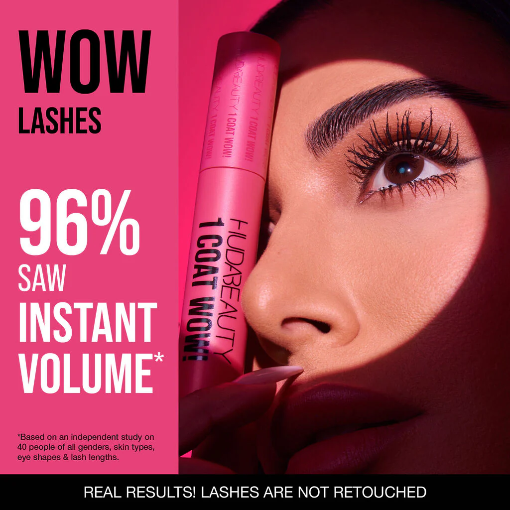 HUDABEAUTY 1 COAT WOW! Extra Volumizing and Lifting Mascara - Image 2