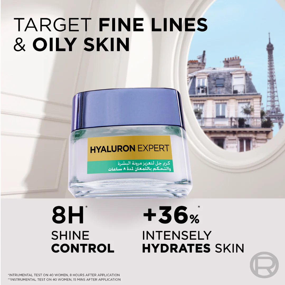 Hyaluron Expert Oil and Shine Control Replumping Gel Cream, for Combination to Oily Skin, with Hyaluronic Acid and Salicylic Acid - Image 4
