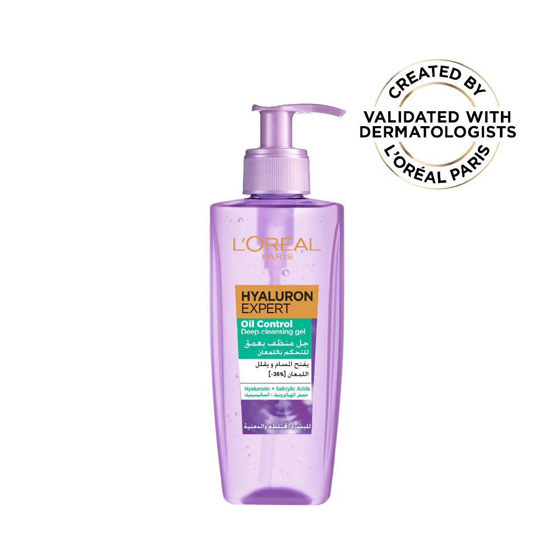 Hyaluron Expert Oil Control Deep Cleansing and Hydrating Gel, With Hyaluronic Acid and Salicylic Acid, for Combination to Oily Skin
