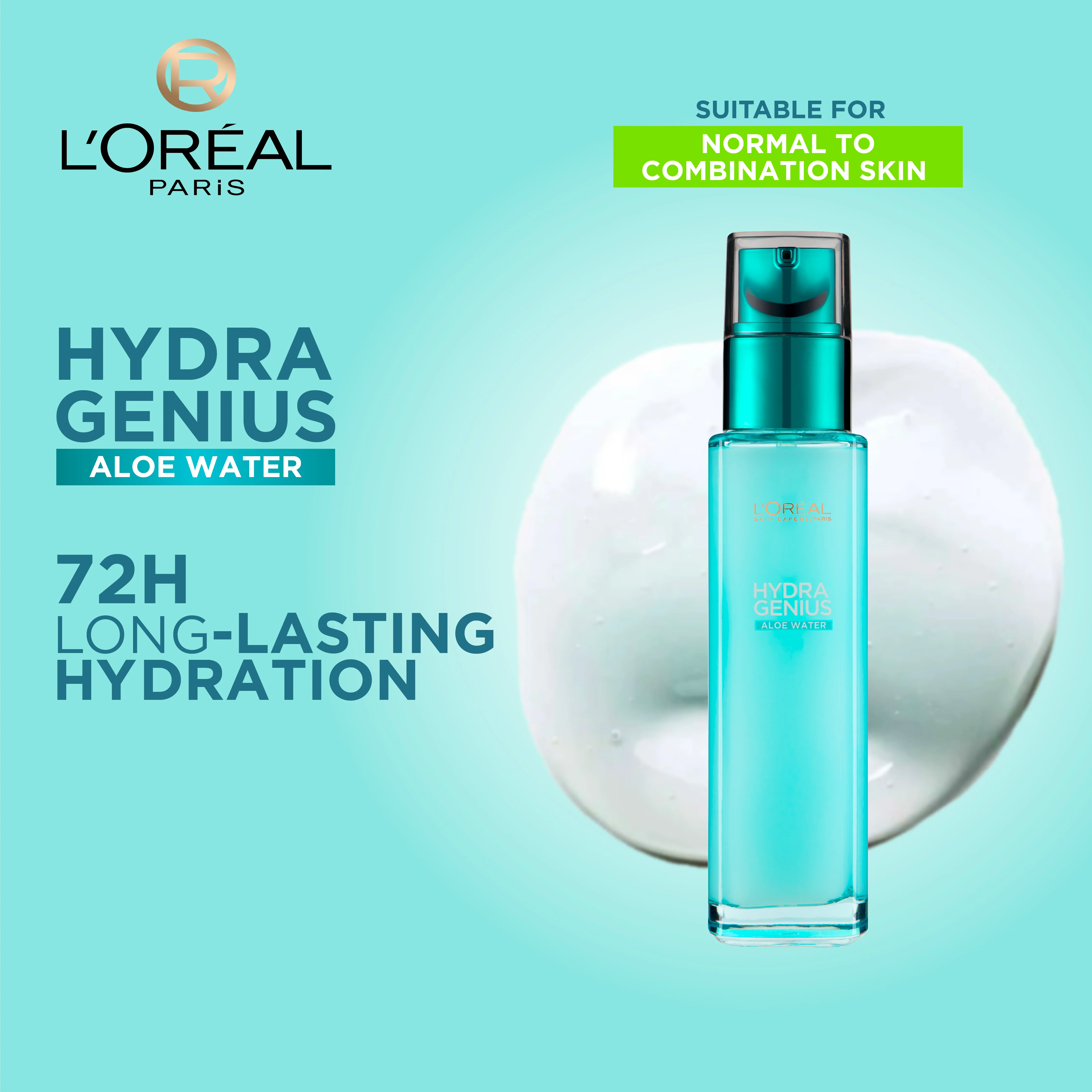 Hydra Genius, Water-Based Gel Facial Moisturiser, with Aloe Vera, for Normal to Combination Skin - Image 2