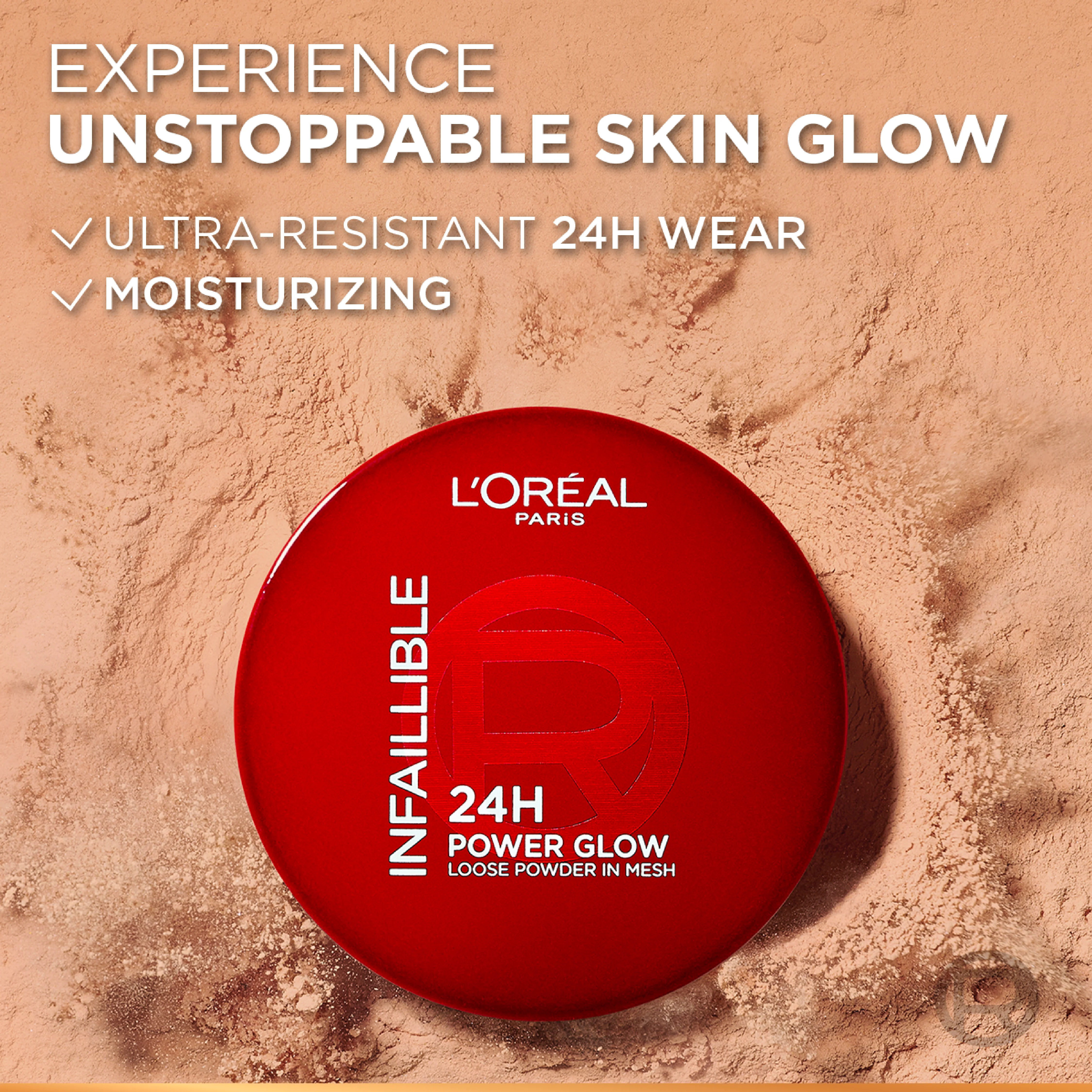 Infaillible 24H Power Glow Loose Powder in Mesh, Pore Blurring, Radiant Glow, and Hydrating Formula with 2 Shades, 9.5g. - Image 4