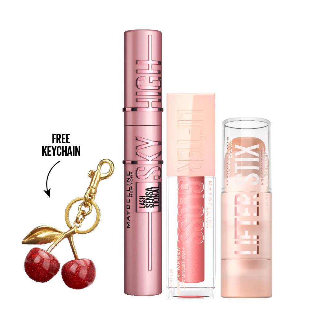 Lash Sensational Sky High Mascara + Lifter Stix Multi-Use Face Stick + Lifter Gloss, Lip Gloss Makeup With Hyaluronic Acid + Gift