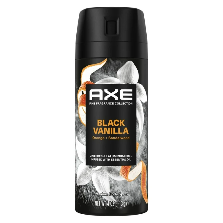 Men's Deodorant Body Spray Black Vanilla 4 oz