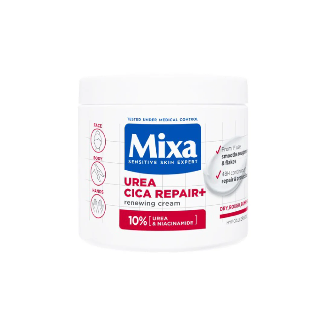 Urea Cica Repair Cream Jar - For Keratosis Pilaris, Dry Rough Fragile Skin & Tiny Reddish Bumps - For Face, Hands & Body