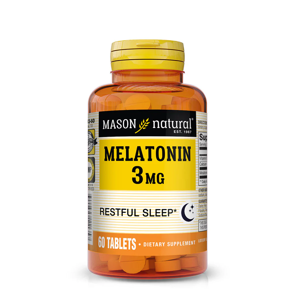 Natural Melatonin 3 Mg with B6 and Calcium - Natural Sleep Aid Supports Healthy Sleep & Rest 60 Tablets