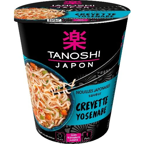 Nouilles japonaises saveur crevettes Yosenabe TANOSHI le pot de 65 g