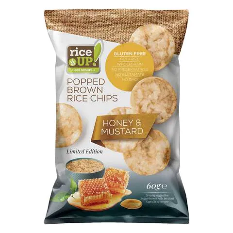 Popped brown rice chips honey and mustard Rice Up  60 g