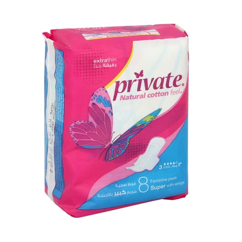 Private Natural Cotton Feel Super With Wings 8 Pads - Image 3