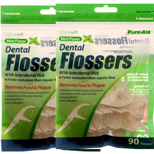 Pure-Aid Dental Flossers Mint Flavor 90ct