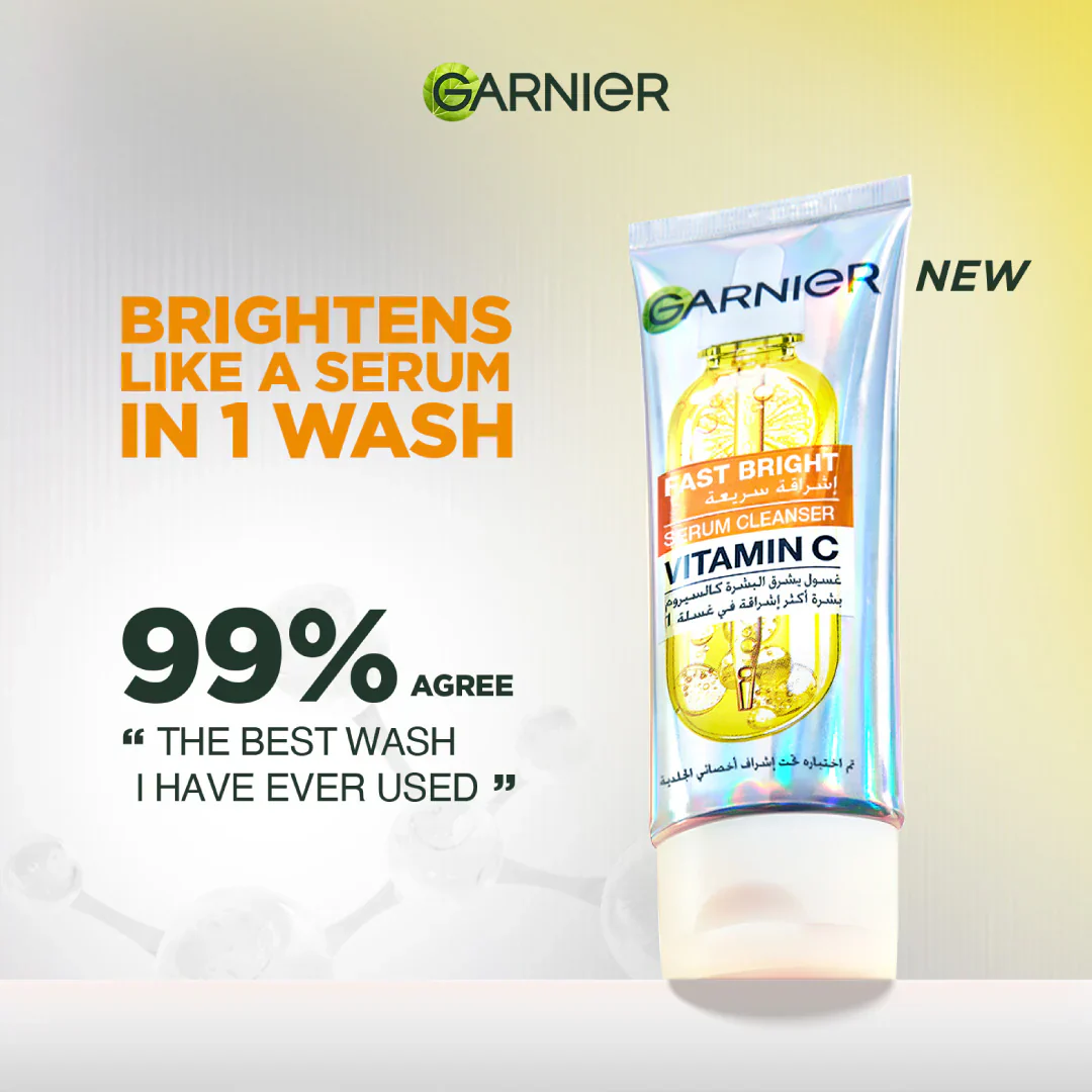 Garnier Fast Bright Serum Cleanser - Dual Action Foam Cleanser, Brightens in 1 Wash - For All Skin Types, Even Sensitive Skin - 100 ml - Image 3