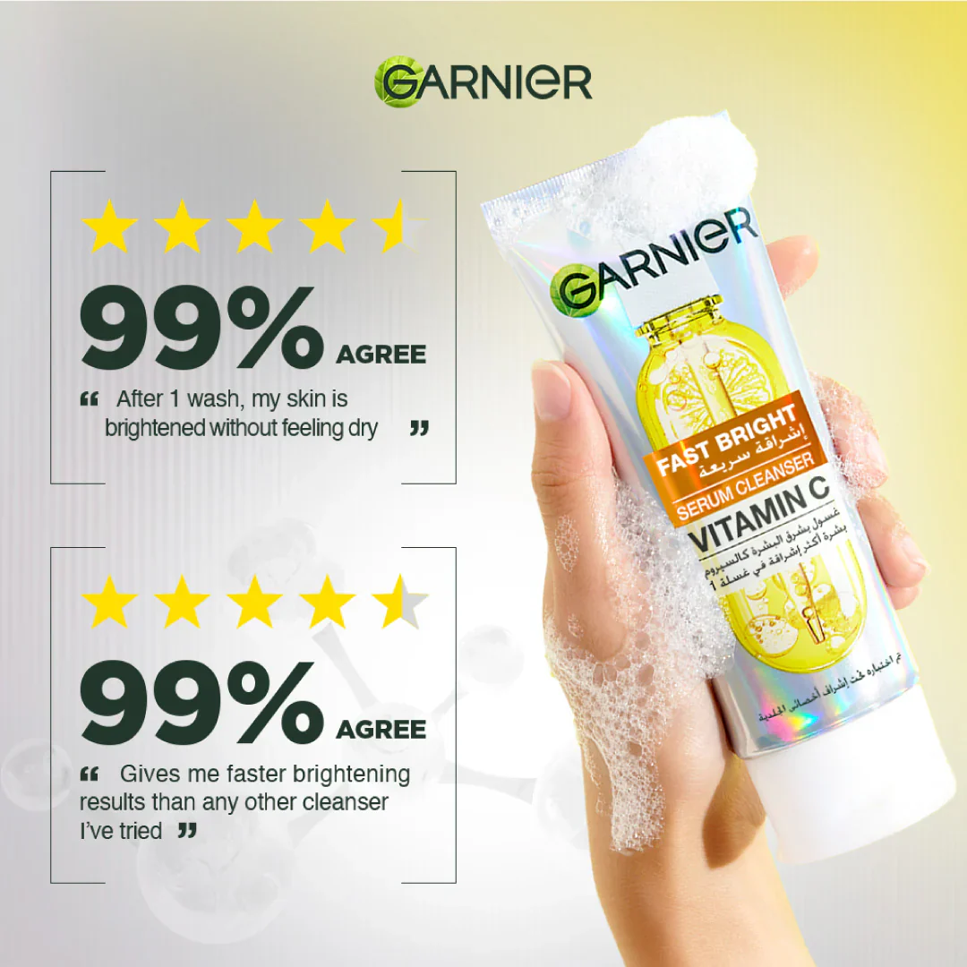 Garnier Fast Bright Serum Cleanser - Dual Action Foam Cleanser, Brightens in 1 Wash - For All Skin Types, Even Sensitive Skin - 100 ml - Image 7