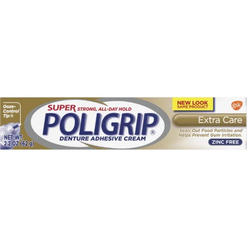 Super Poligrip Extra Care Zinc Free Denture cream 62g