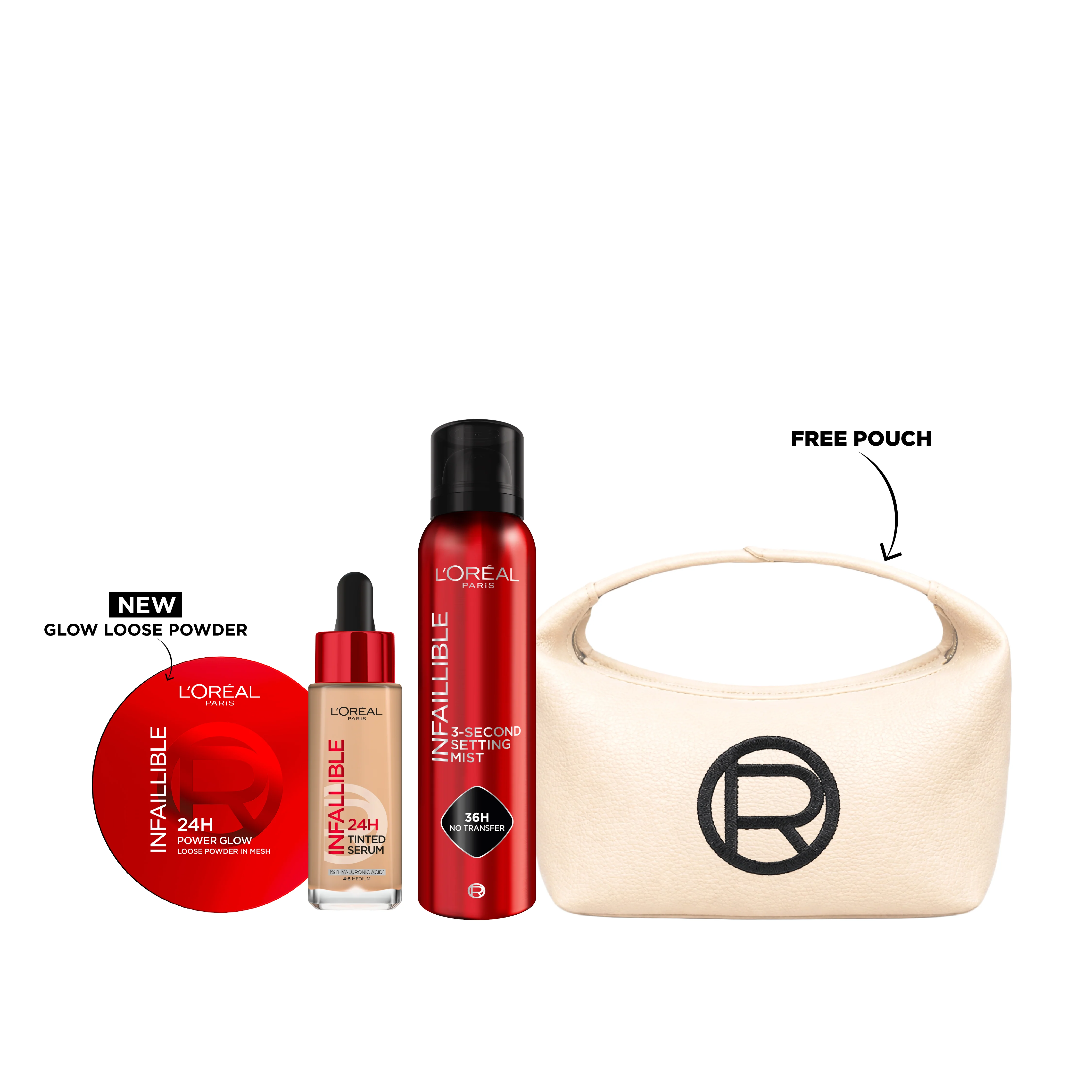 Tinted Serum + Loose powder + Setting mist