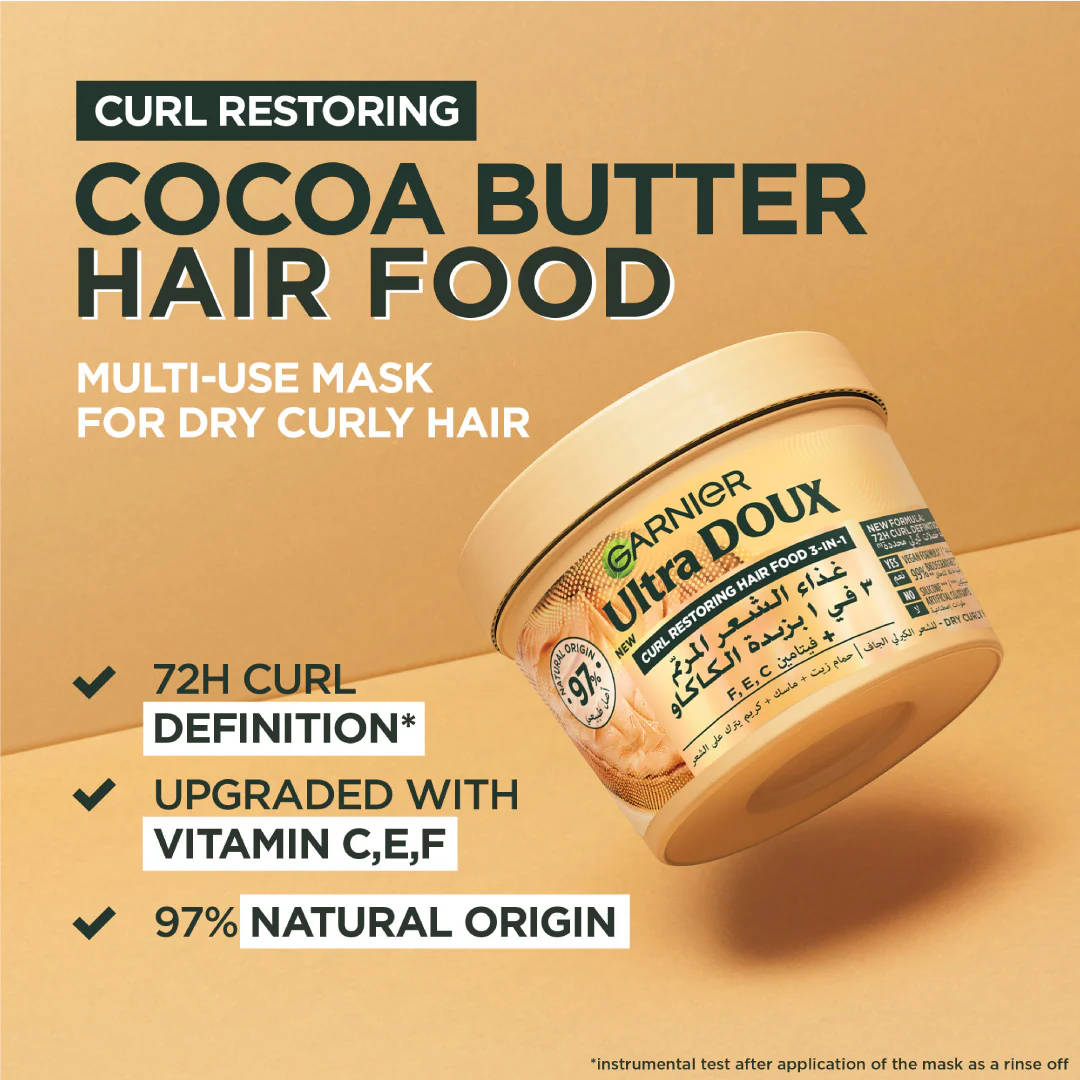 Ultra Doux Vegan Hair Food Cocoa Butter & Jojoba Oil 3-In-1 Treatment Mask for Curly Hair - Image 4