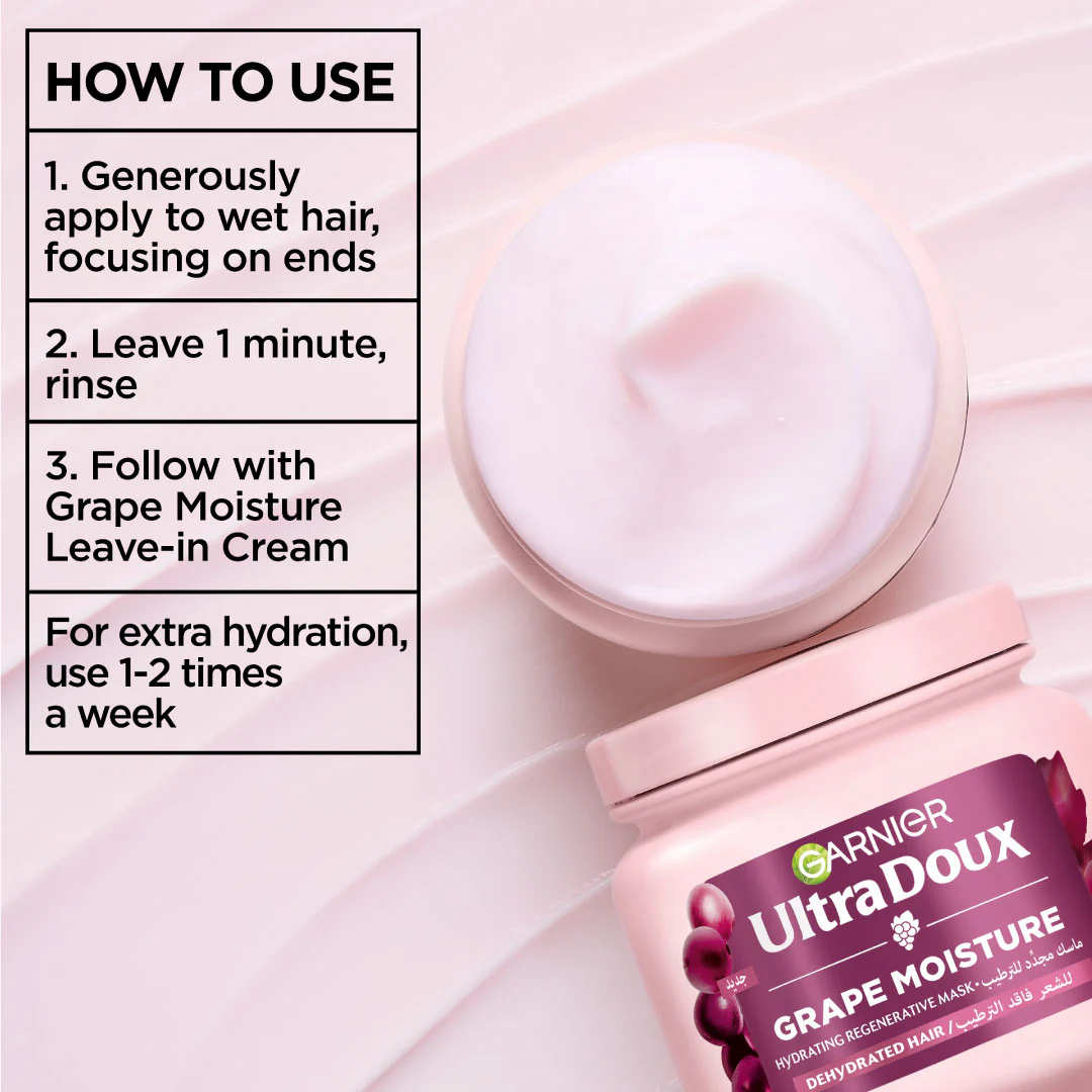 Ultra Doux Grape Moisture - Deep Regenerative Mask for Dehydrated Hair. Hydrating Grape Water + Antioxidant Grapeseed Oil -- Paraben-Free, Vegan, Cruelty-Free - Image 5